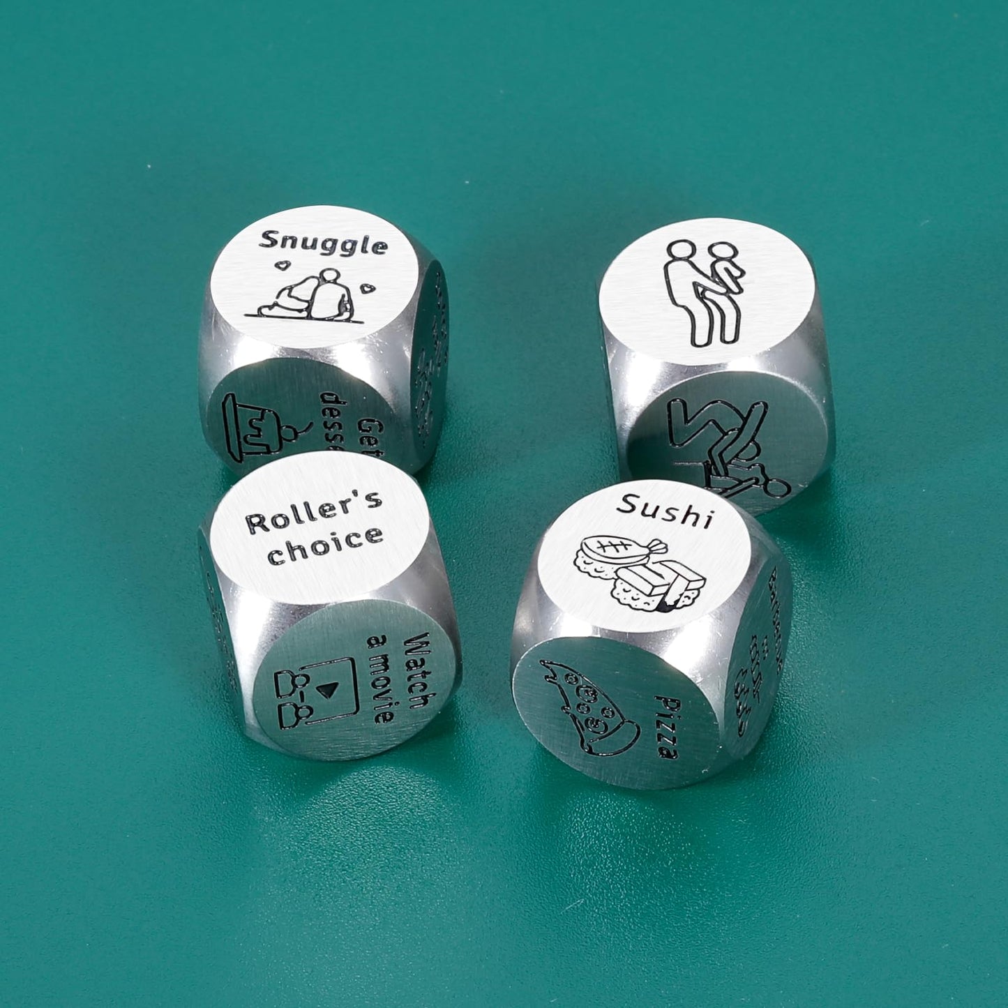 4PCS Date Night Dice Gifts for Boyfriend Girlfriend Valentines Day Gifts for Him Her 11th Anniversary Steel Gifts for Women Men