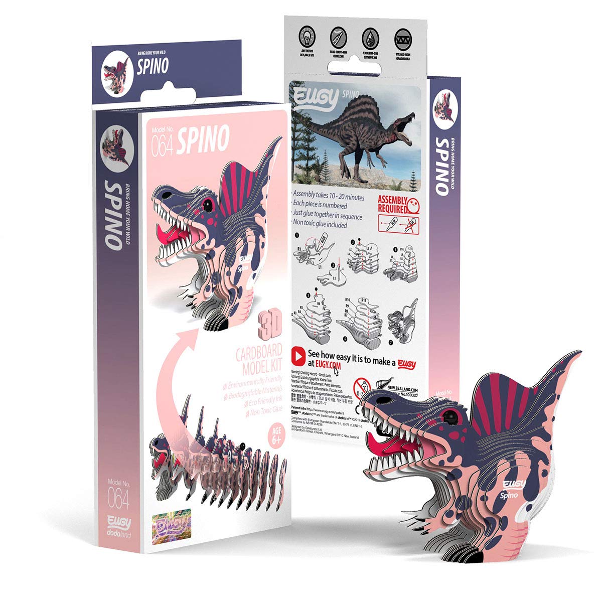 Eugy Spinosaurus Dinosaur 3D Puzzle, 24 Piece Eco-Friendly Educational Toy Puzzles For Boys, Girls & Kids Ages 6+
