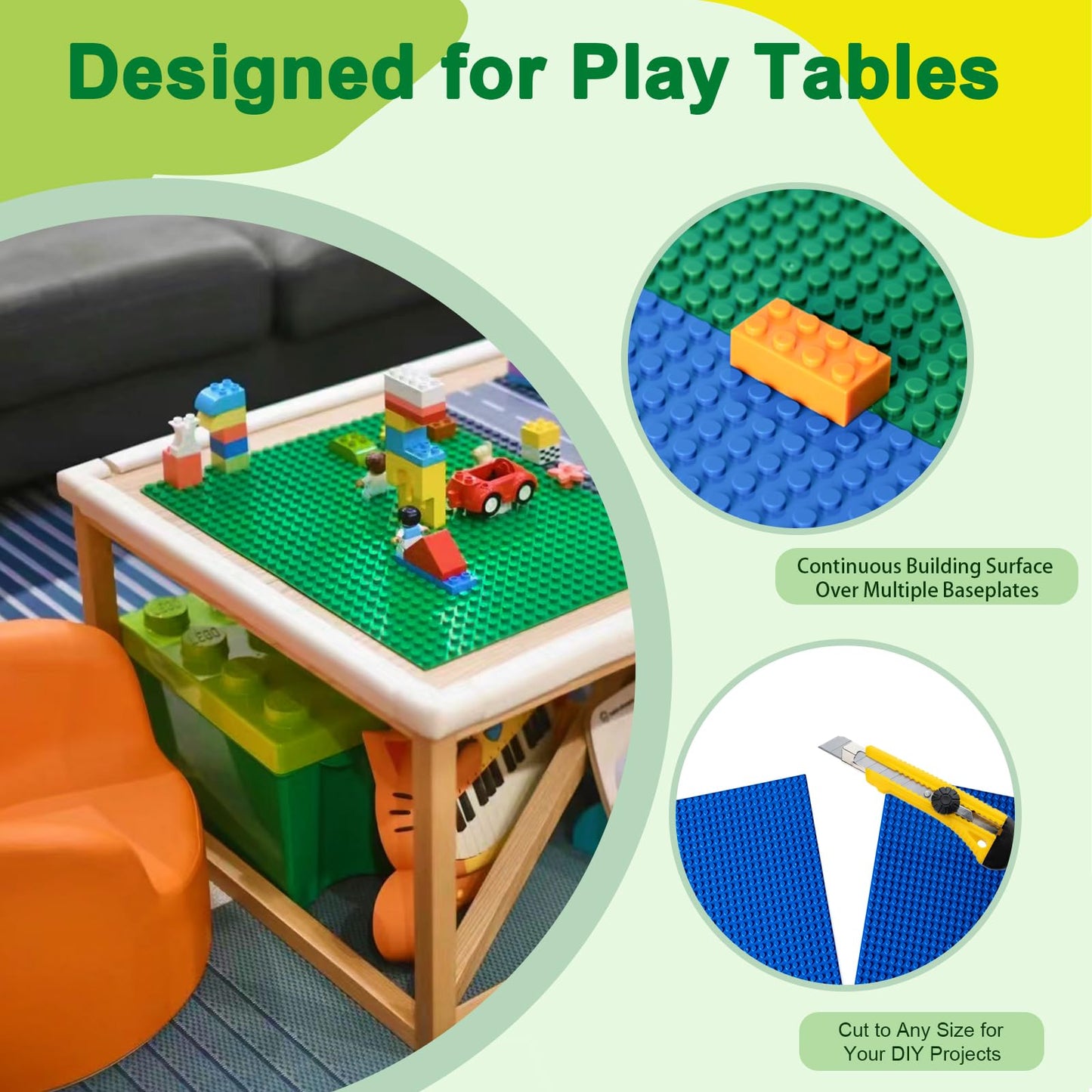 Husfunov 4 Pack Classic Baseplates, Building Plates For Building Bricks, Compatible With All Major Brands And Activity Table-Bas