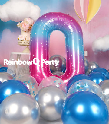 Rainbowq 0 Balloon Number 40 Inch For Boy Or Girl Big Starry 0-9 Foil Mylar Large 0 Number Balloon Happy 0Th Birthday Party Anni