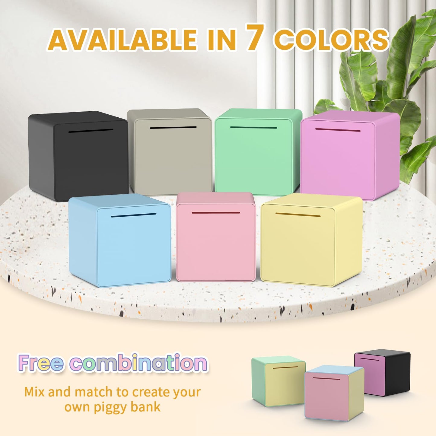 6 Piggy Bank for mature-themeds 2024NEW Must Break to Open mature-themed Piggy Bank for Cash Interactive DIY Assembled Unopenable Money Savings Box (Yellow)