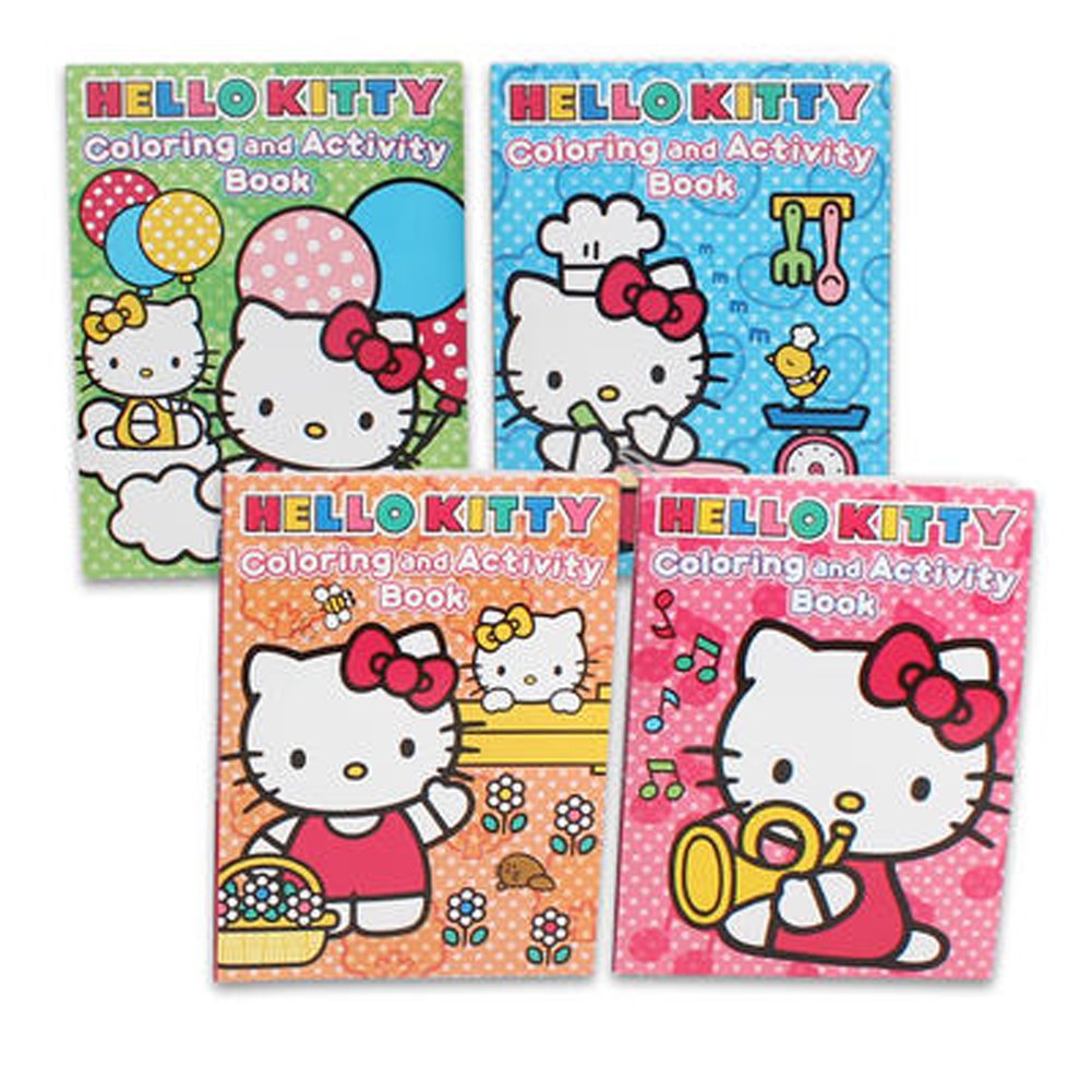 Hello Kitty Coloring And Activity Books Super Set ~ 4 Hello Kitty Books, Stickers, And Beach Kids Door Hanger