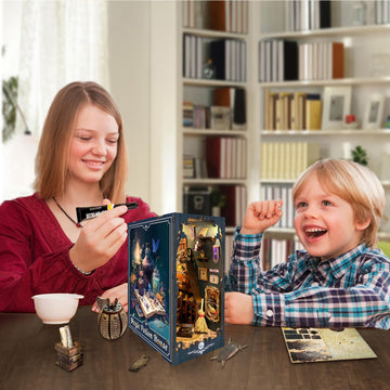 Strucwood Diy Magic Book Nook Kit Miniature House Kit Tiny House Bookshelf Decor 3D Wood Puzzle Dollhouse For Adults - Magic Pot
