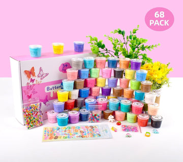 68 Pack Valentine'S Day Mini Butter Slime Kit, Scented Bulk Slime Party Favor Gifts, Birthday Easter Stress Relief Toy For Girls