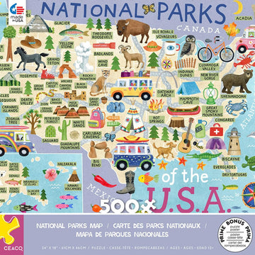 Ceaco 500 Piece Jigsaw Puzzle - National Parks Map - Multicolor - 24 x 18 - Cardboard - Model 2415-18