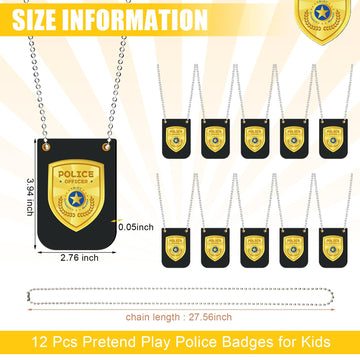 Loetere 12 Pcs Pretend Play Police Badges Officer Badge Detective Badge Cop Badge Fbi Badge Prop With Chain Police Accessories H