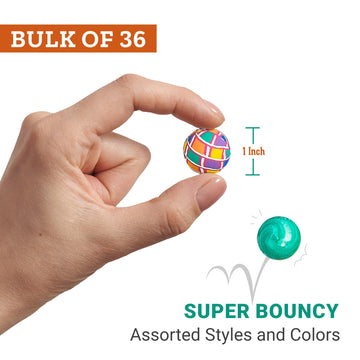 Bedwina Bouncy Balls In Bulk - Pack Of 36 (1Inch/27Mm) Hi Bounce Ball Variety Assortment Mix, Colorful And Small Rubber Bouncing Balls For Kids