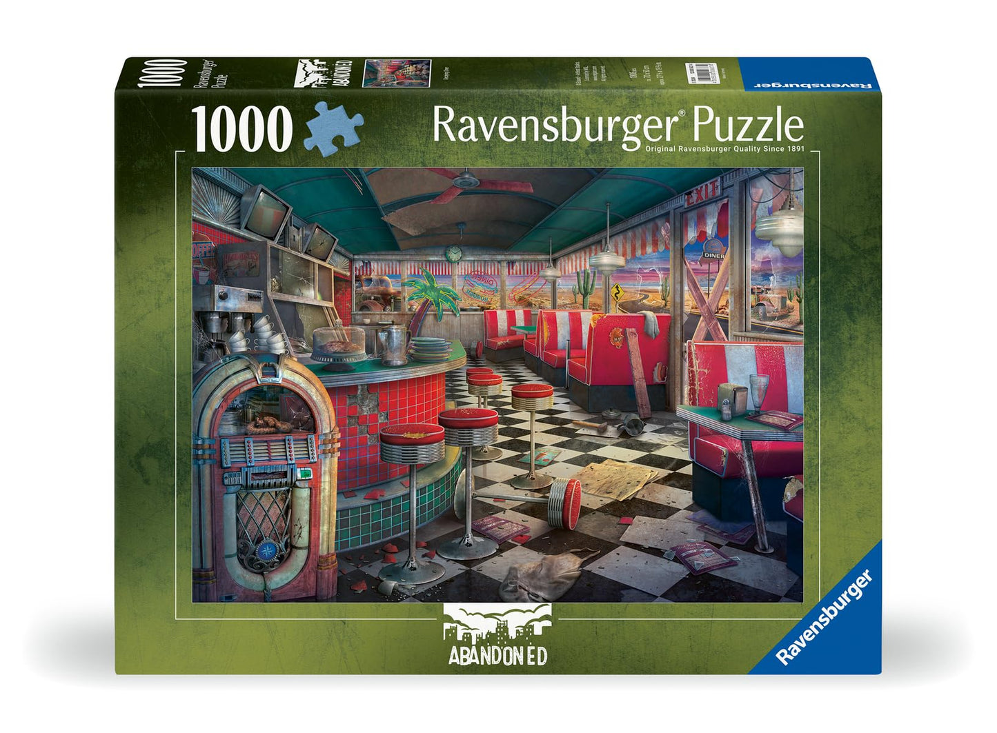 Ravensburger Abandoned Places: Decaying Diner - 1000 Piece Jigsaw Puzzle For Adults | Unique Artistic Design, Durable Pieces | F