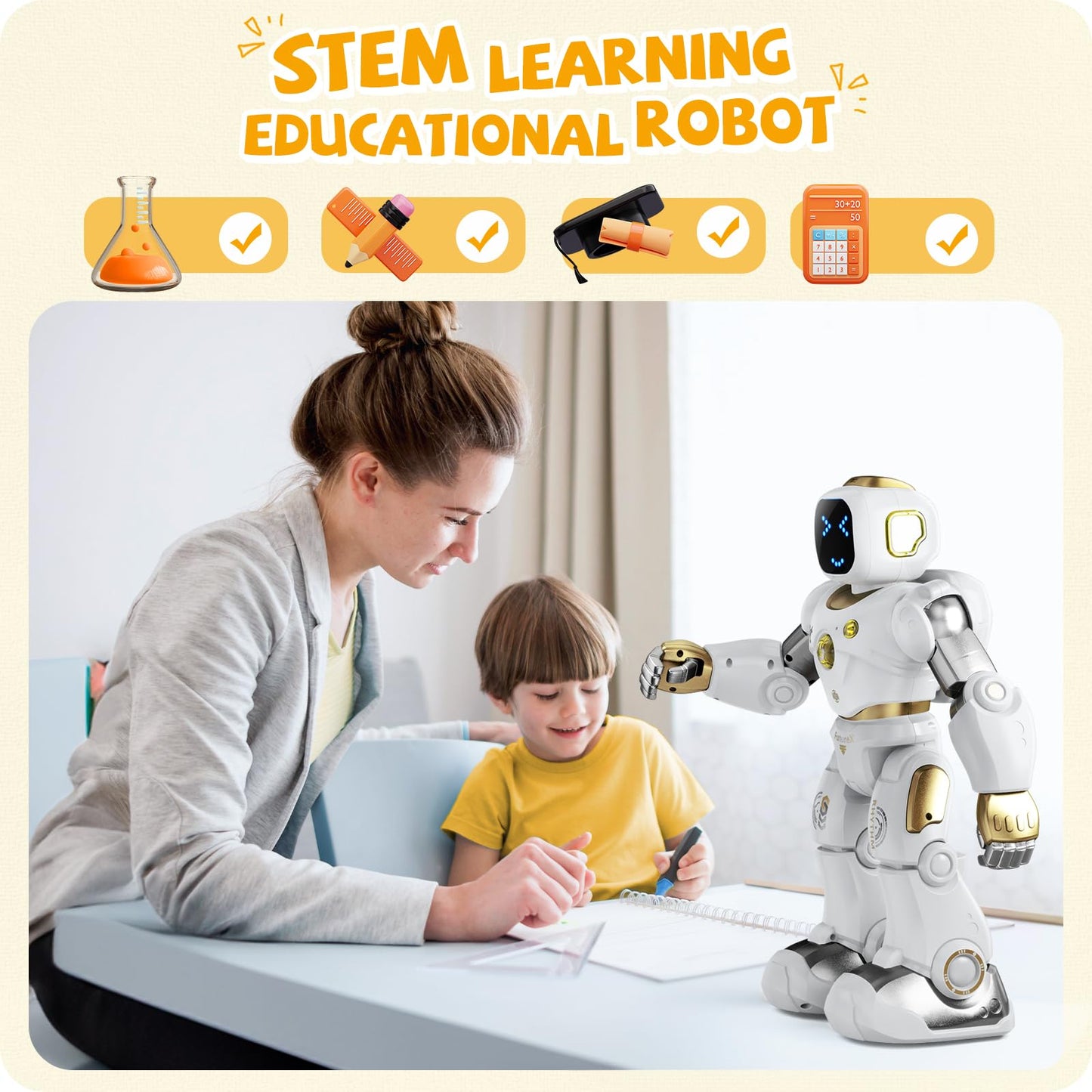 Ruko 1088 Smart Robot For Kids, Large Programmable Interactive Stem Rc Robot, Voice Control And App Control, Gifts For Boys And