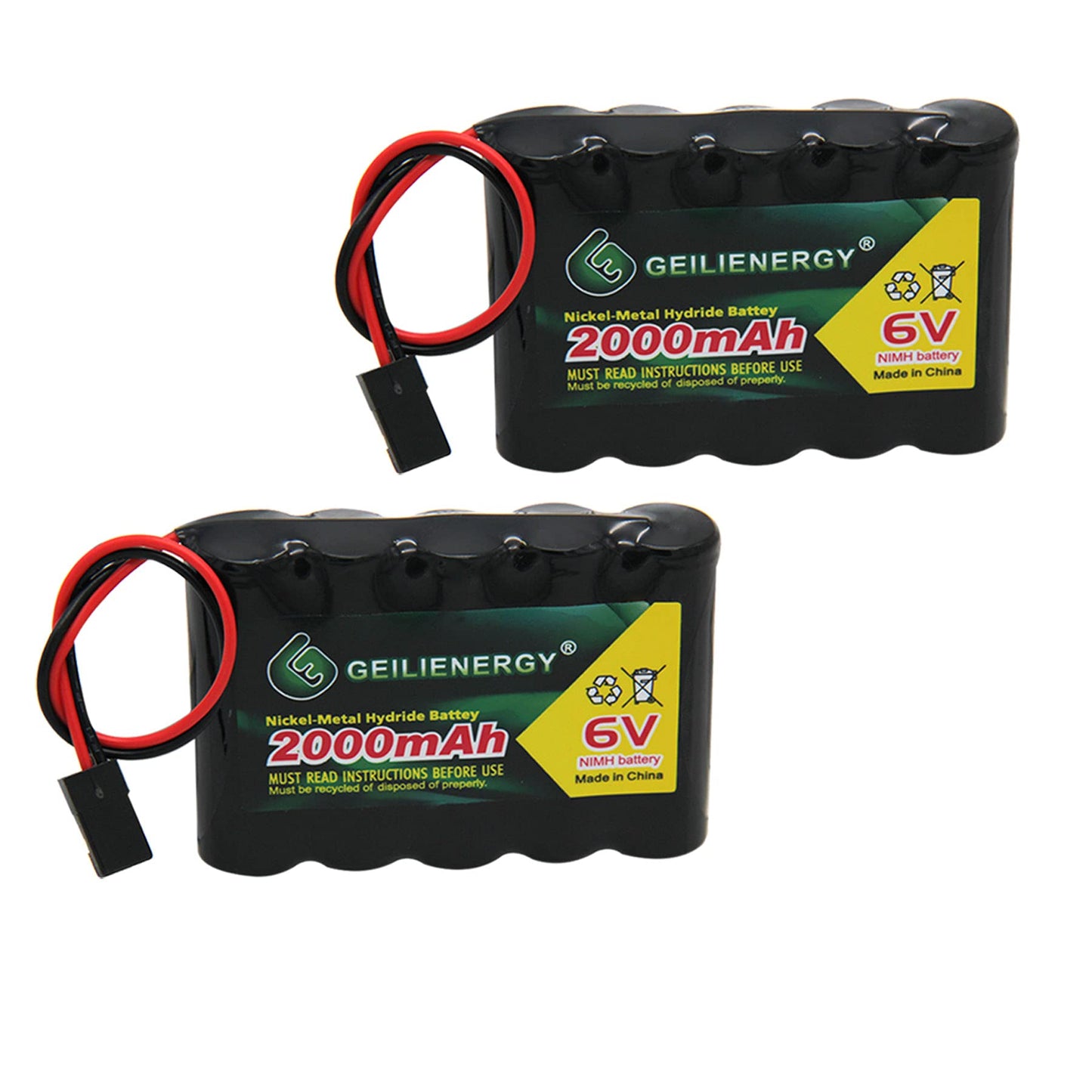 GEILIENERGY 6V 2000mAh NiMH RX Battery Packs with Hitec Connector for RC Aircrafts and Walking Robot