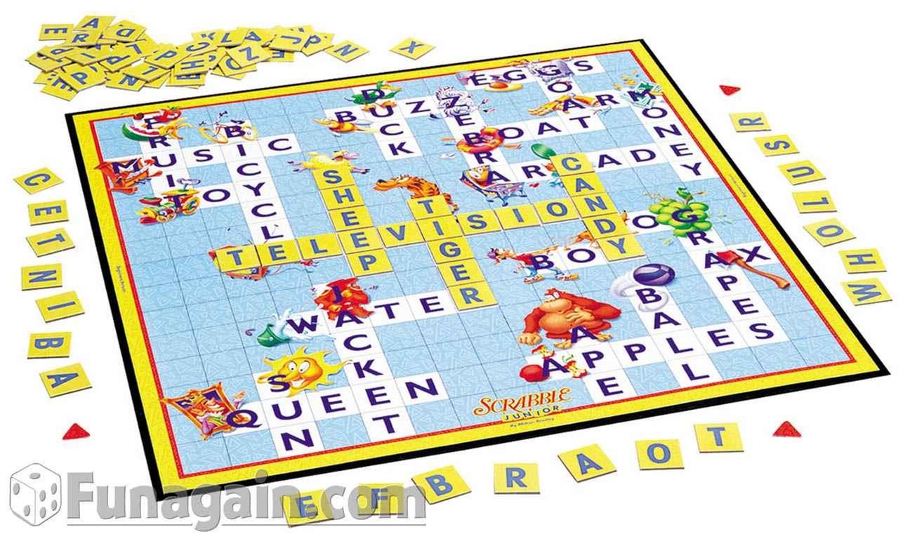 Scrabble Junior Crossword Game - Medium Size, Multi-Color, Cardboard - Model 04039, Vintage 1999