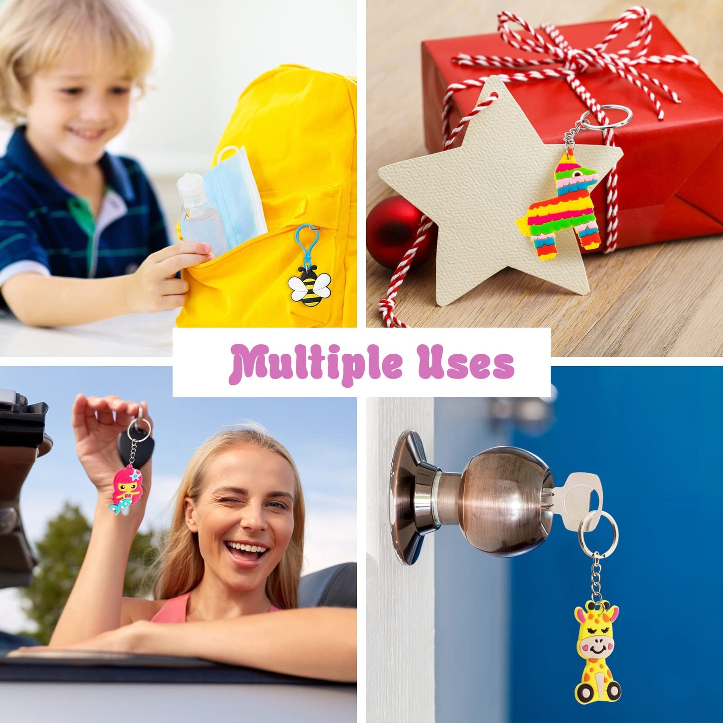 Highergo 120 Pieces Cute Keychain bulk keychains, Party Favors Keychains for Kids, Halloween Birthday Christmas Party Supplies f