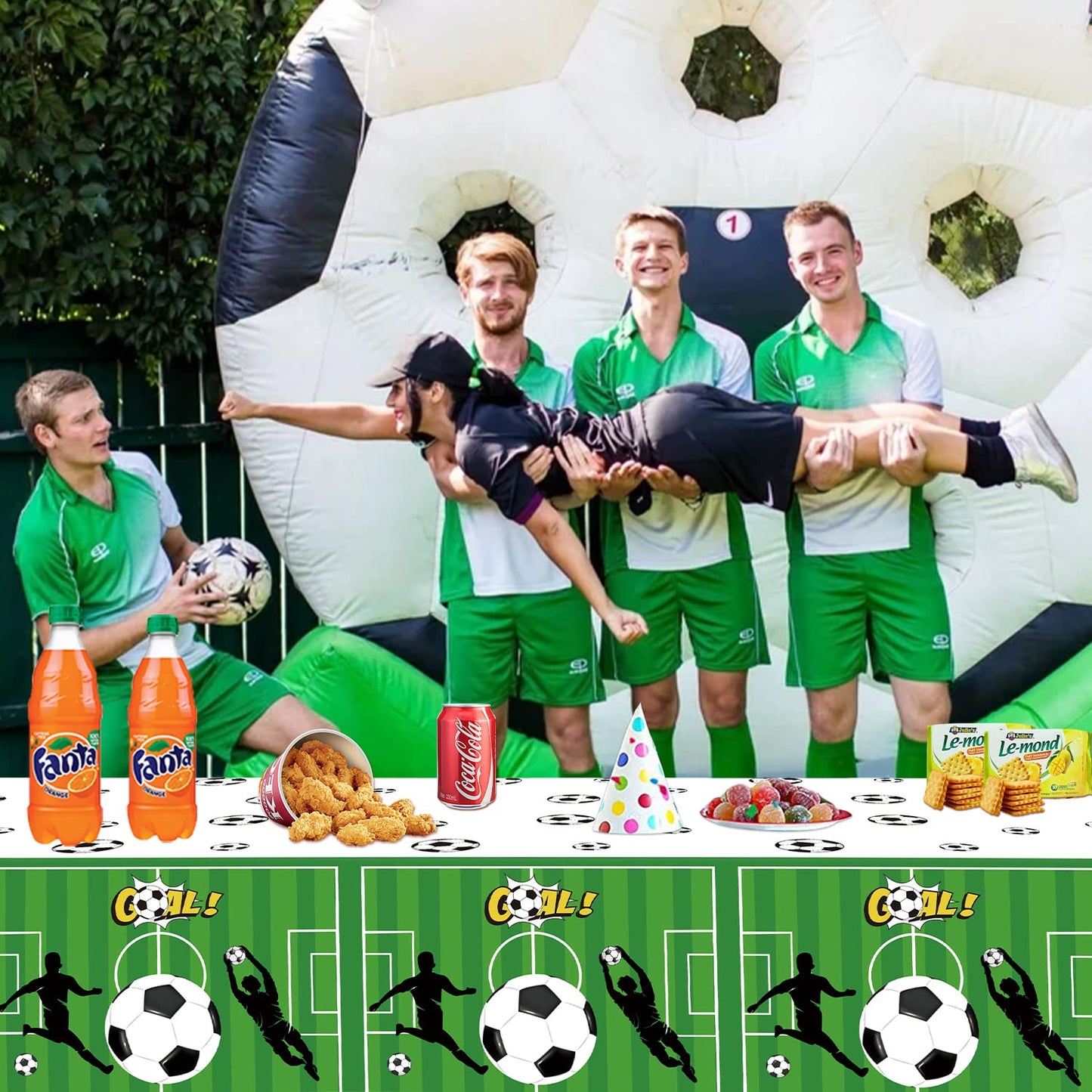 Lilwemen Sports Themed Party Decorations - Baseball Basketball Football Soccer Tablecloth For Sports Birthday Party Supplies, Su