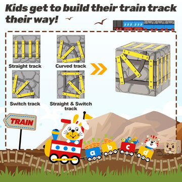 Magnetic Blocks - Build Mine Magnet World Mine Train Track Set, Magnetic Building Blocks Toddler Toys Stem Sensory Outdoor Toys For 3+ Year Old Boys & Girls, Kids Toys For Ages 4-6 6-8 5-7