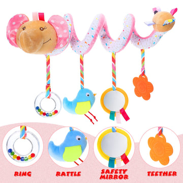 Civaner Newborn Car Seat Toys Stroller Toys For Baby 0-6 Months Infant Activity Spiral Plush Toys Hanging Car Seat Crib Toy For Boy Girls Spiral Hanging Plush Toy Baby Shower Thank You Gift(Delicate)