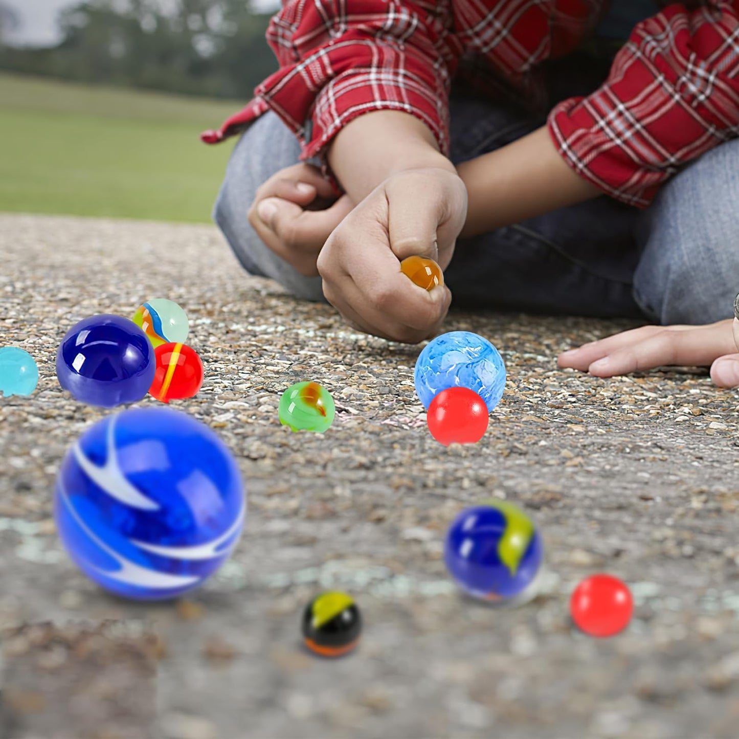 Shindel 85Pcs Glass Marbles For Kids, Assorted Size For Marbles Games, Great Gift For Kids