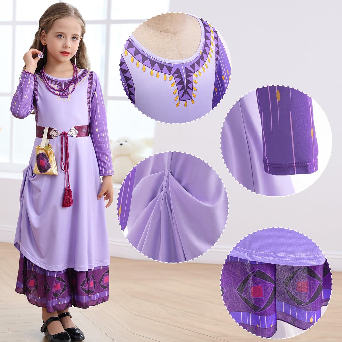 Itvti Wish Asha Costume For Girls Princess Halloween Christmas Dress Purple Cosplay Outfit, 3-4 Years(Tag 110)