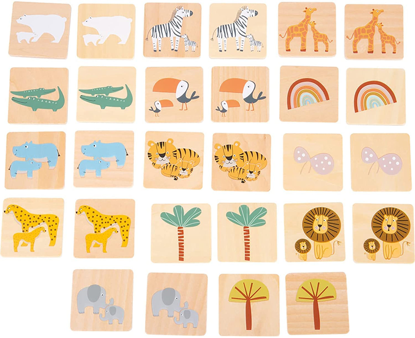Small Foot Wooden Toys Safari Wooden Memory Game-Shape Sorting Matching Games For Boys And Girls- Perfect For Birthday Parties, Classrooms, Family Game Night, Multi, (11696)
