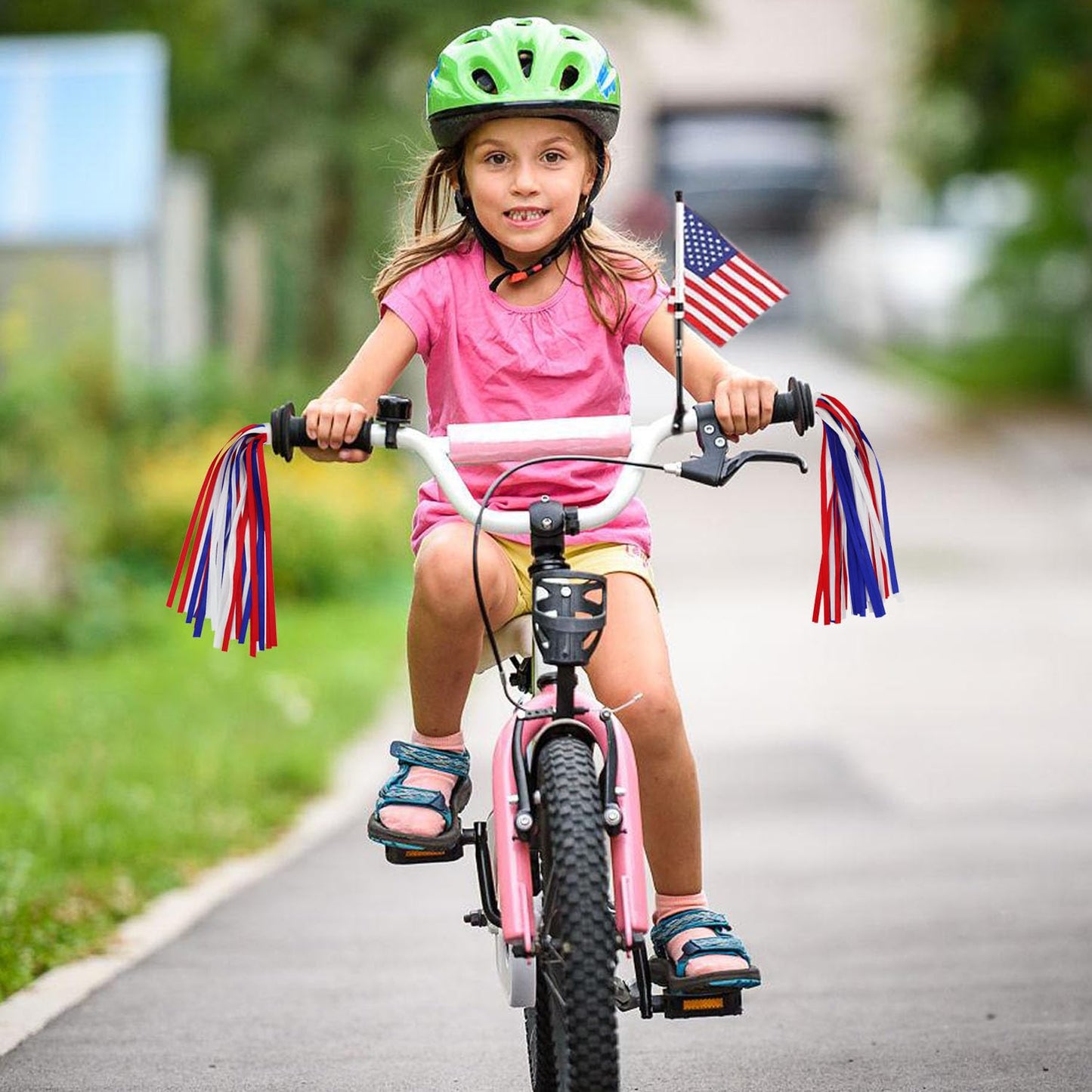 Platt Kid'S Bicycle Handlebar Streamers Colorful Ribbons Tassel For Girls Boys Bicycle Handlebar Scooter Handgrip (1Pair) (Red+W
