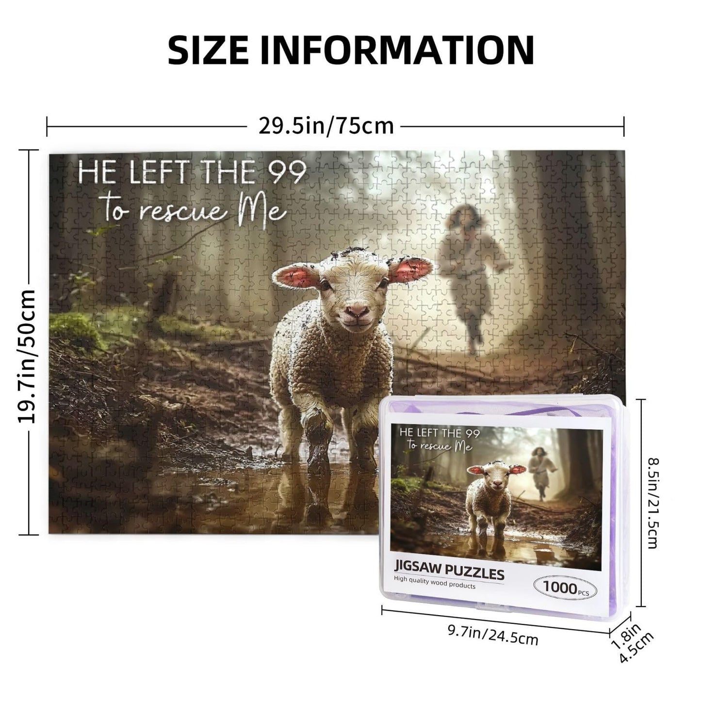 Christian Jigsaw Puzzle For Adults 1000 Pieces Vintage Sheep Jesus Religious Puzzles Scripture Bible Inspirational Wooden Puzzle