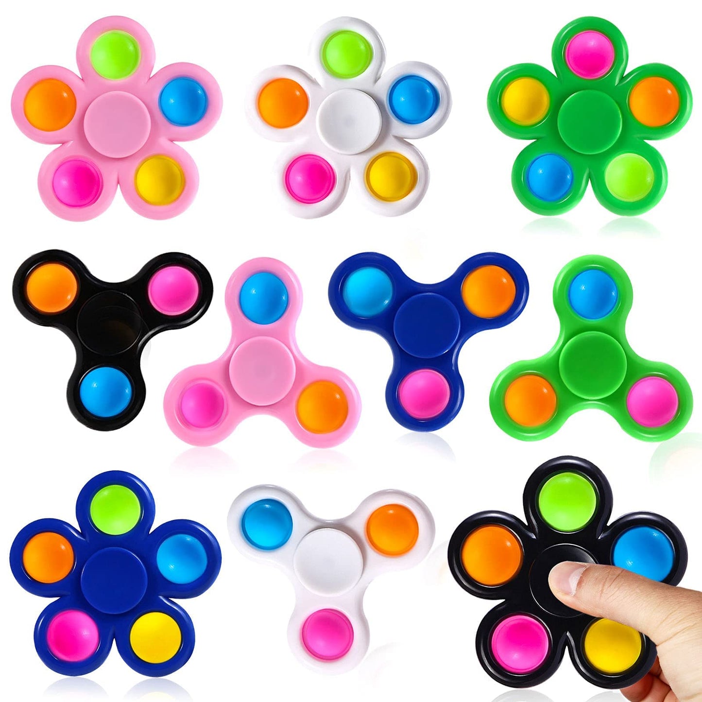 Scione 10 Pack Party Favors For Kids 4 8 12, Fidget Spinners Birthday Return Gift, Christmas Goodie Bags Stuffer Fillers For Classroom Treasure Box Prize Boys Girls