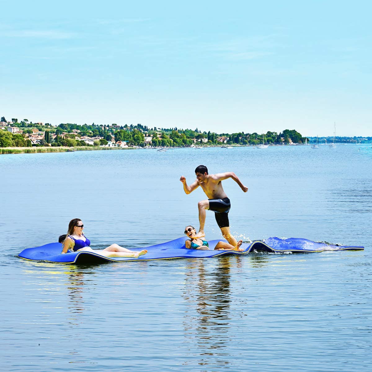 Goplus Floating Water Pad, Lily Pad For Water Recreation And Relaxing, 3-Layer Tear-Resistant Xpe Foam Floating Mat For Beach, O