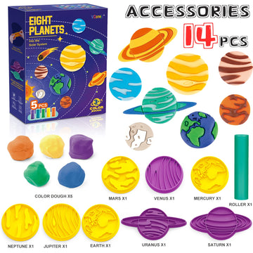 Color Dough Sets For Kids Ages 2-4, Planets Theme Color Dough Tool Set For Kids Ages 4-8, Color Dough Accessories Toys For Ages