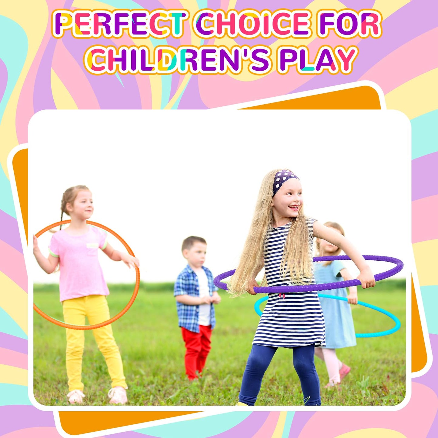 Sratte 6 Pcs Exercise Hoop Detachable Adjustable Plastic Hoops Snap Together Toy Hoop Color Playground Toys For Girls And Boys Party Games, Sports, Exercise, Dog Training (Stylish Colors,28 Inch)