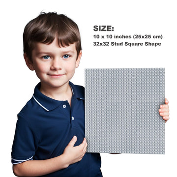 Bestoyz Building Bricks Baseplates Multipack 32X32 Stud, 8 Pack Of Base Plates In Color Of Black, Dark Grey, Light Grey & White, Foundation & Display For Building Blocks, 10X10 In. (25.5X25.5 Cm)