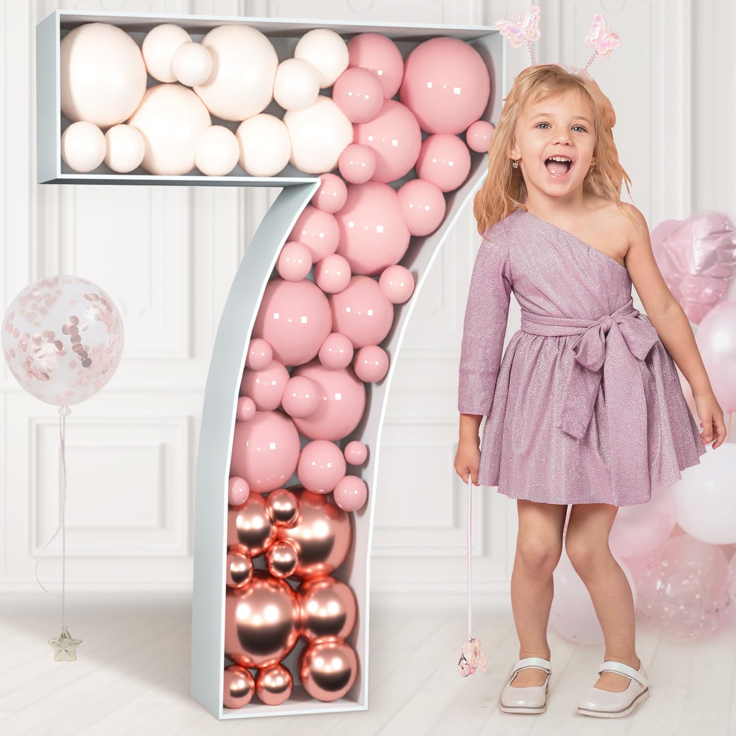 Imprsv 3Ft Mosaic Numbers For Balloons, Marquee Number, Mosaic Number Frame, Number 7 Balloon For 17Th 70Th Birthday Decorations