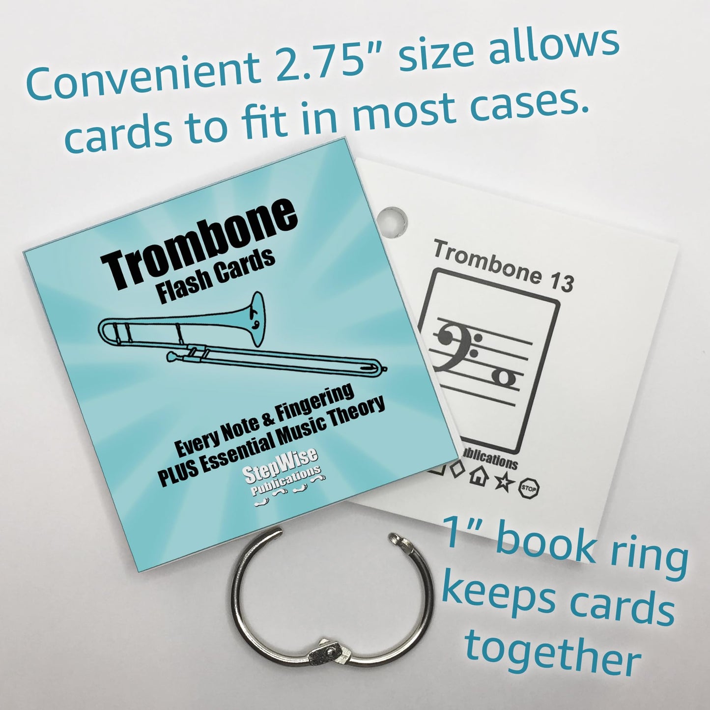 Stepwise Publications Music Flash Cards: Learning Games With Notes, Instrument Fingerings, & Music Theory (Trombone)