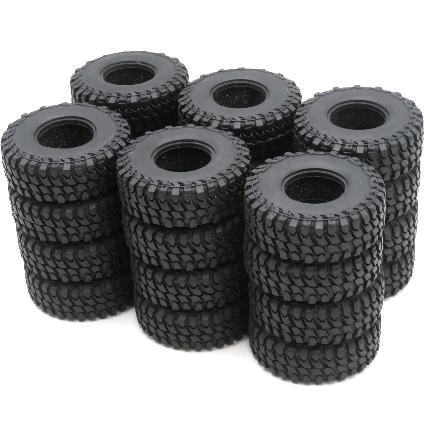 24pcs RC 1.0 Crawler Mud Tire Soft Tyre Height 55mm/2.16inch fit for 1/24 beadlock Wheels Rims