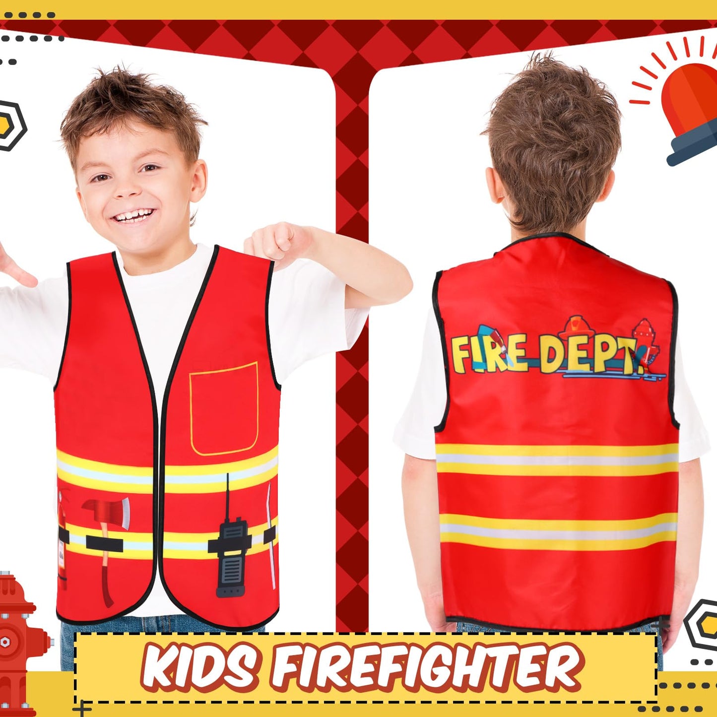 Panitay 12 Pcs Kids Community Helper Dress Up Vest, Boy & Girl Career Cosplay Party Costume For Toddlers Occupation Role Play(Fi