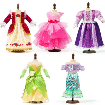 WONDOLL 18 Inch Doll Clothes and Accessories 5-Piece Princess Dress Up Set - Complete Outfits for 18 Inch Dolls - Perfect for Dress Up Play & Birthday Gifts (No Doll)