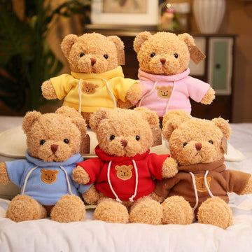 Bsvome 11.8 Inches Teddy Bear Stuffed Animals Soft Plush Cute Teddy Bear With Hoodie Doll For Boys Girls (Pink)