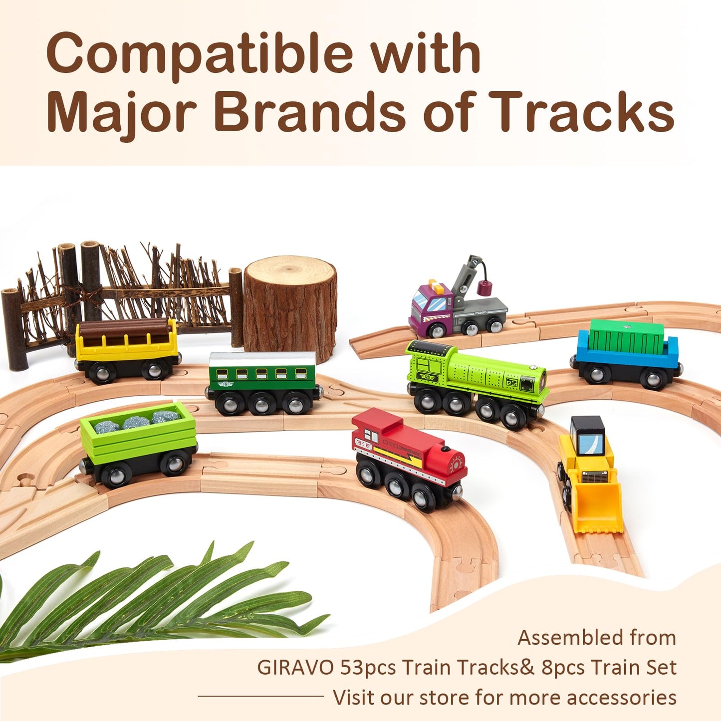 Wooden Train Set For Toddlers Magnetic Train Car Toys For Toddler, Montessori Toys, Accessories Fits Melissa And Doug, Fits Brio