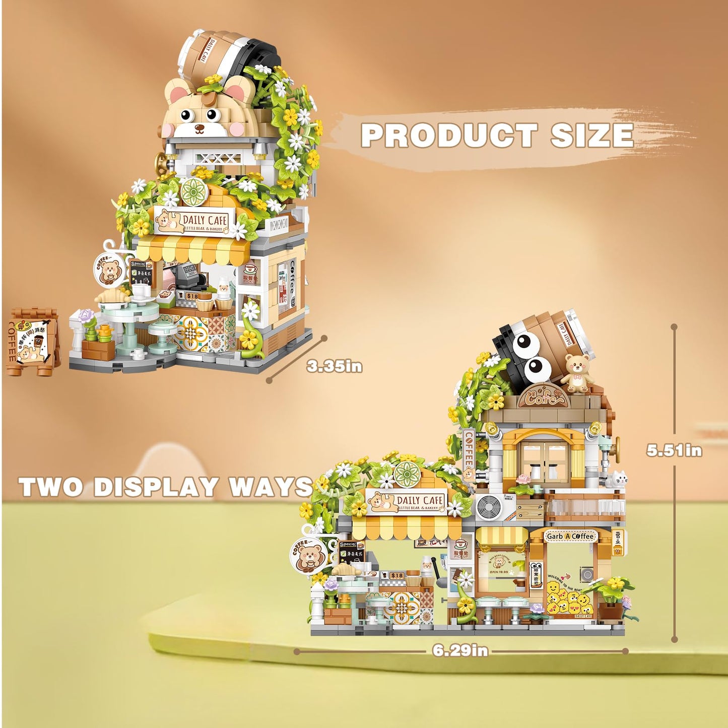 Yoxindax Streetscape Cafe Mini Building Set, 1770 Pcs Mini Brick Building Cafe Set (For Boys Girls 6+)