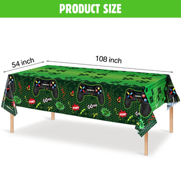 3 Pcs Video Game Table Cover Video Game Birthday Decoration Game Theme Plastic Table Cloth Party Supplies For Boys Girls Kids Player Geek Party Decorations, 54 X 108 Inch (Green, Classic Style)