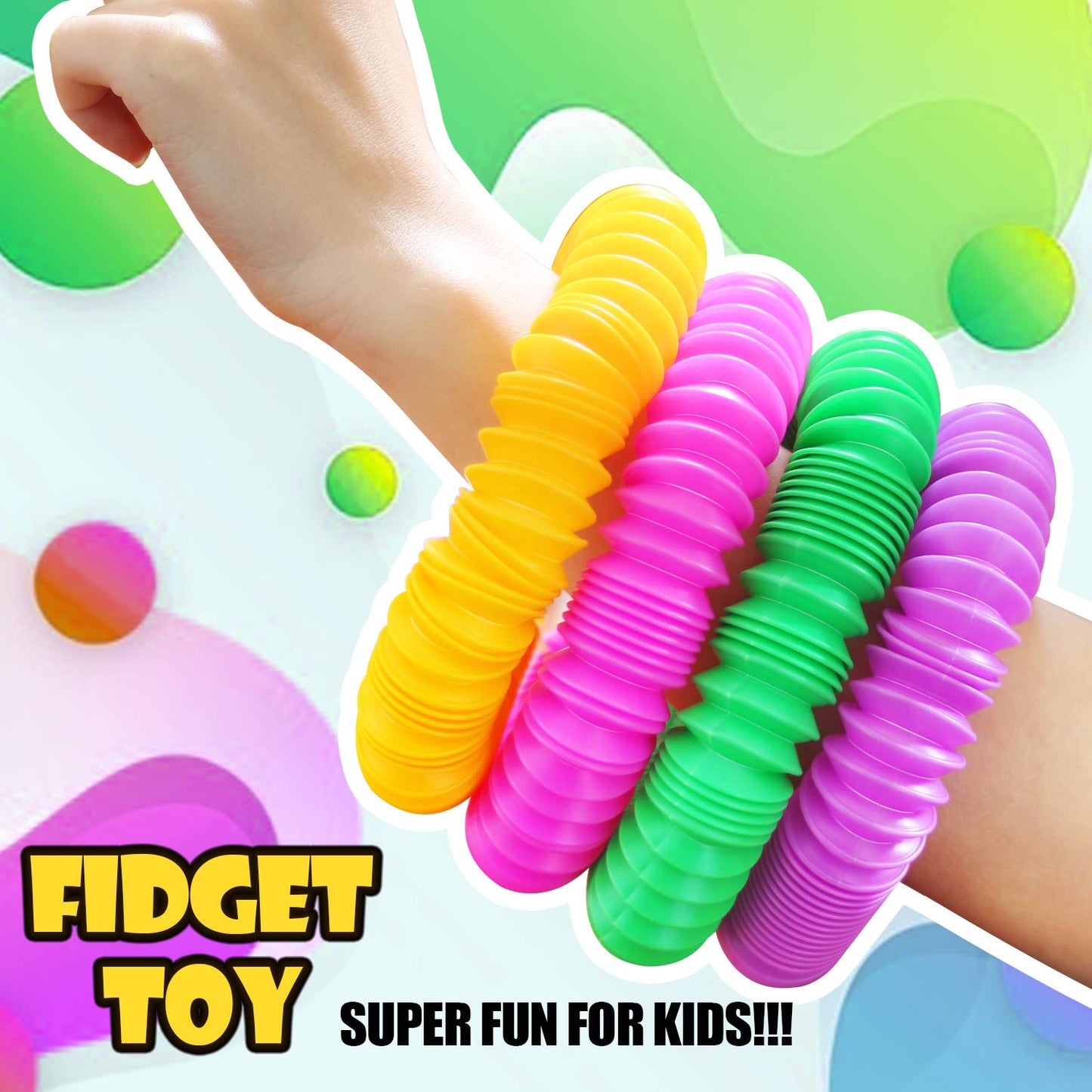 Novelty Place 6 Pack Pop Tubes Fidget Toy For Kids And Adults, Colorful Heavy Duty Tube Toy For Construction - Sensory Educational Toys Relieve Stress, Autism, And Anxiety