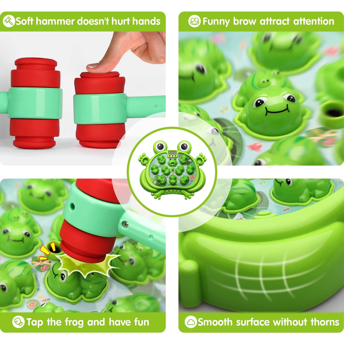 HopeRock Whack A Frog Game for Boys 2-5 Years, Multicolored, 5 Modes, 45 Levels, Plastic Toddler Toy for Early Learning