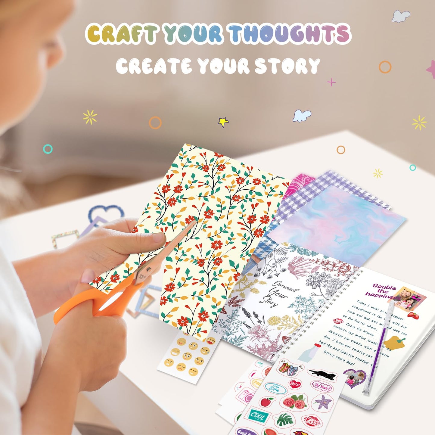 Perryhome Diy Journal Kit For Girls Ages 8-12, Stationery Journal Set For Teenage Girls Ages 8-12 Scrapbook & Diary Kits, Journaling Art Crafts Kit Teen 8-10-12 Year Old Girl Birthday Gifts - Pink