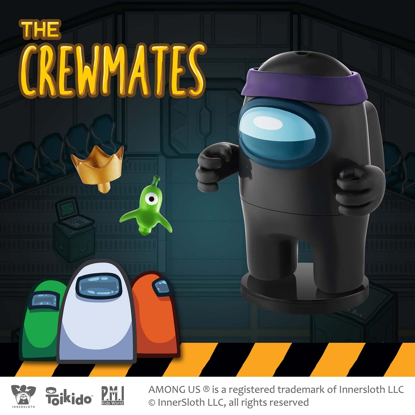 P.M.I. Among Us Crewmate Figure With Stamper | 4.5-Inch-Tall Among Us Toy + 3 Hidden Accessories| Among Us Party Favors And Playable Collectibles | Unique Impostor With Teeth And Tongue