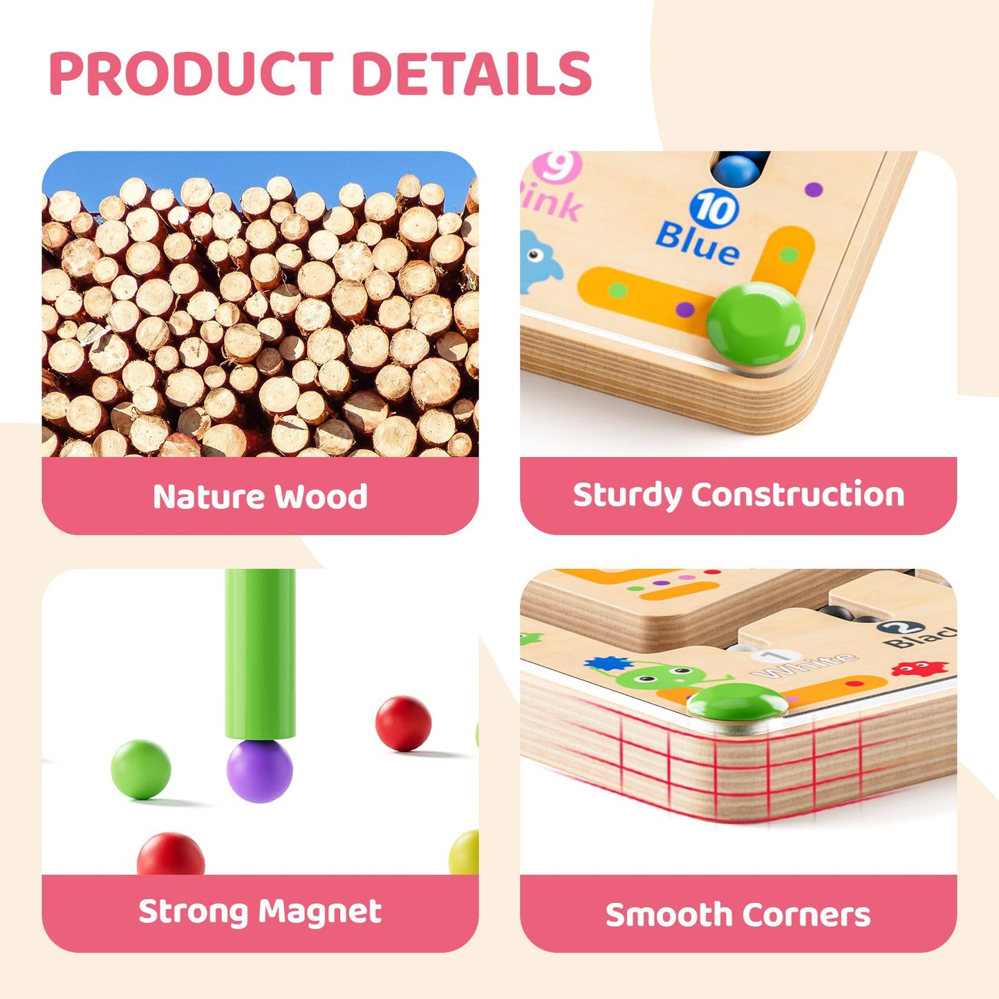 LADFAR Magnetic Maze Montessori Toys - Toddler Toys & Kids Games Designed for Preschool Learning Activities Enhancing Fine Motor Skills & Cognitive Growth 34567 Year Old Girl Birthday Gift and Boys