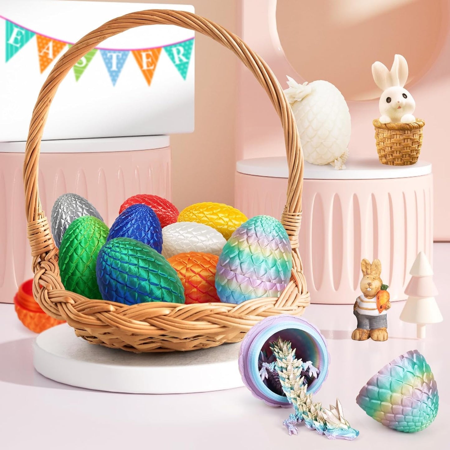 Tboline 3D Printed Dragon Egg, Dragon Eggs With Dragon Inside, Crystal Dragon Fidget Toys, Full Articulated Dragon In Egg, Adult