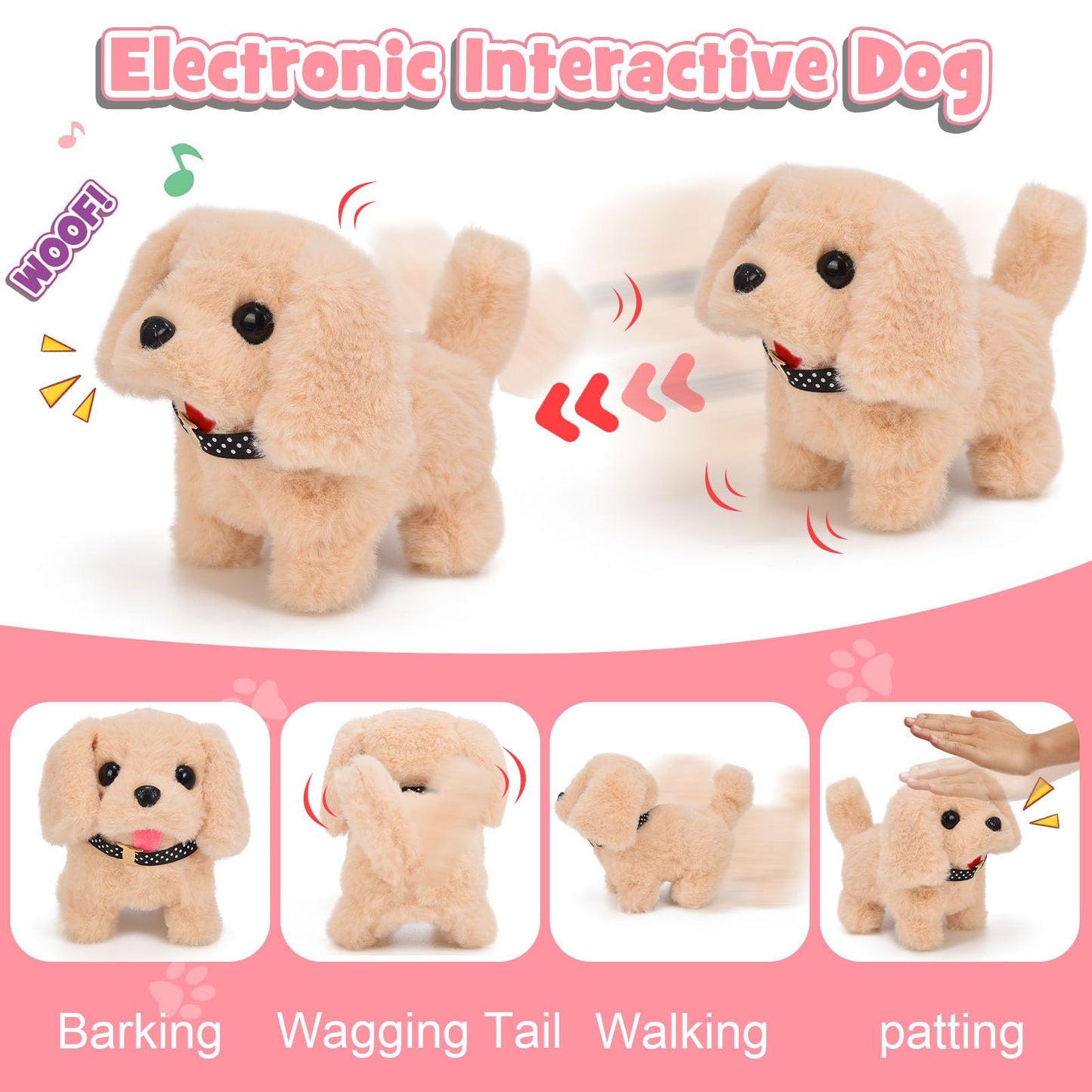 G.C 13Pcs Dog Toys For Kids Girls, Walking Barking Electronic Interactive Stuffed Dog Plush With Carrier & Accessories Toys Pretend Play Puppy Pet Care Playset, Gifts For Little Girls 3 4 5 6 Year Old