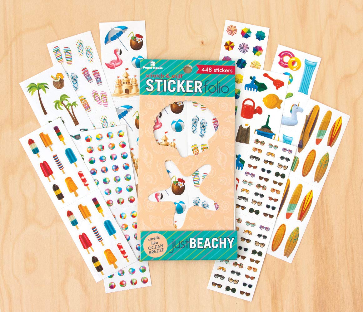 Paper House Productions Just Beachy Scratch & Sniff Sticker Folio for Classrooms, Scrapbooking and Collecting