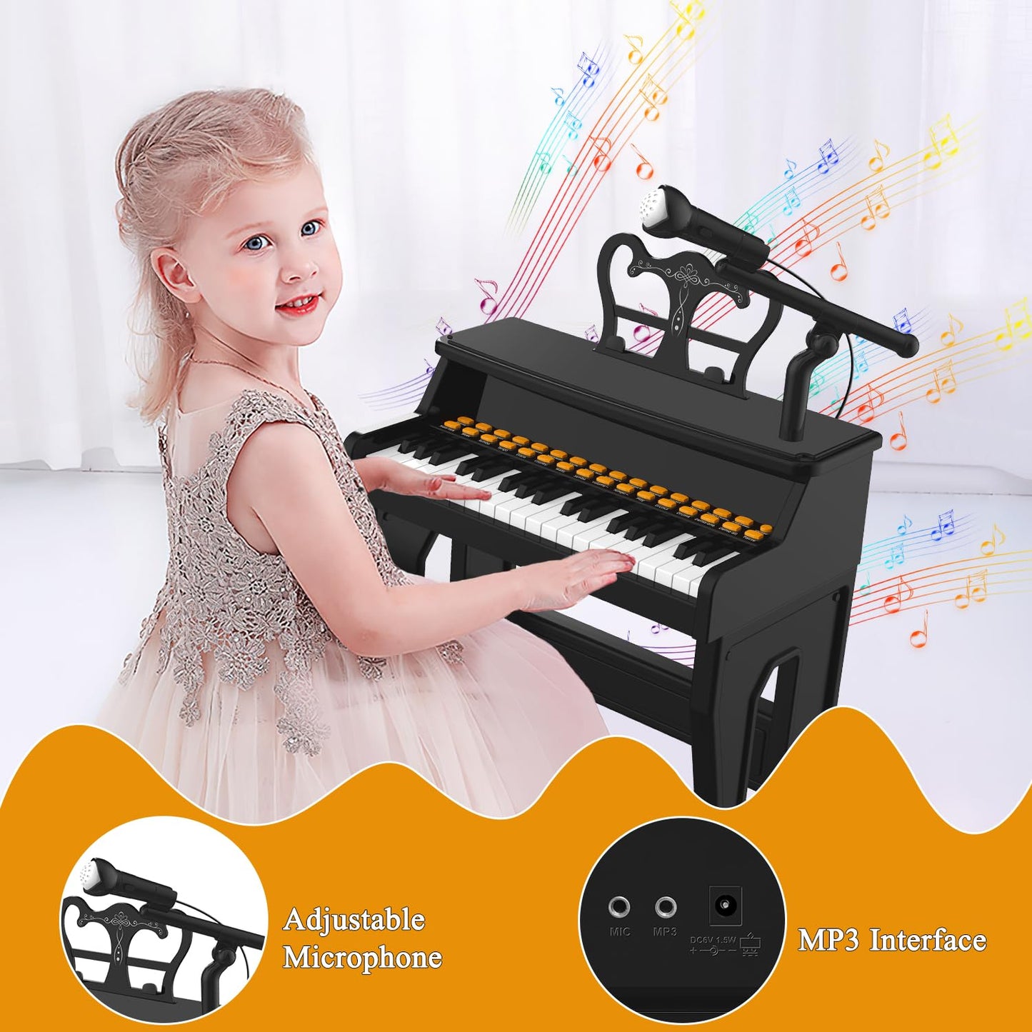 Dollox Keyboard Piano For Kids, Toddler Piano Toys 37 Keys Kid Musical Instruments Electric Keyboard Baby Pianos For Beginners M