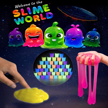 48 Pack Galaxy Slime, Glow In The Dark Slime Kit Party Favors For Girls And Boys, Non Sticky, Super Soft, Wet, Stress Relief Put
