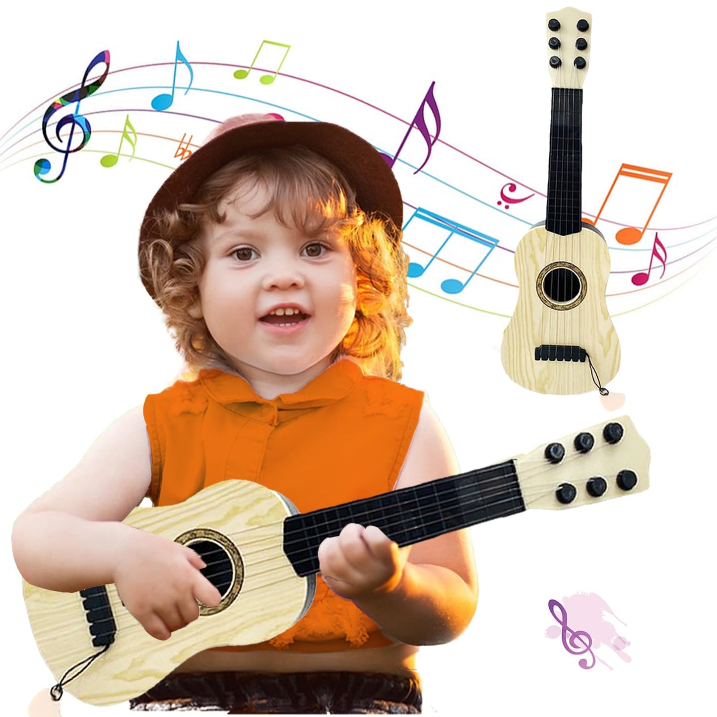Kids Toy Guitar 6 String,17 Inch Mini Baby Guitar With Pick,Musical Instrument Educational Toy For Toddlers Beginner,Preschooler