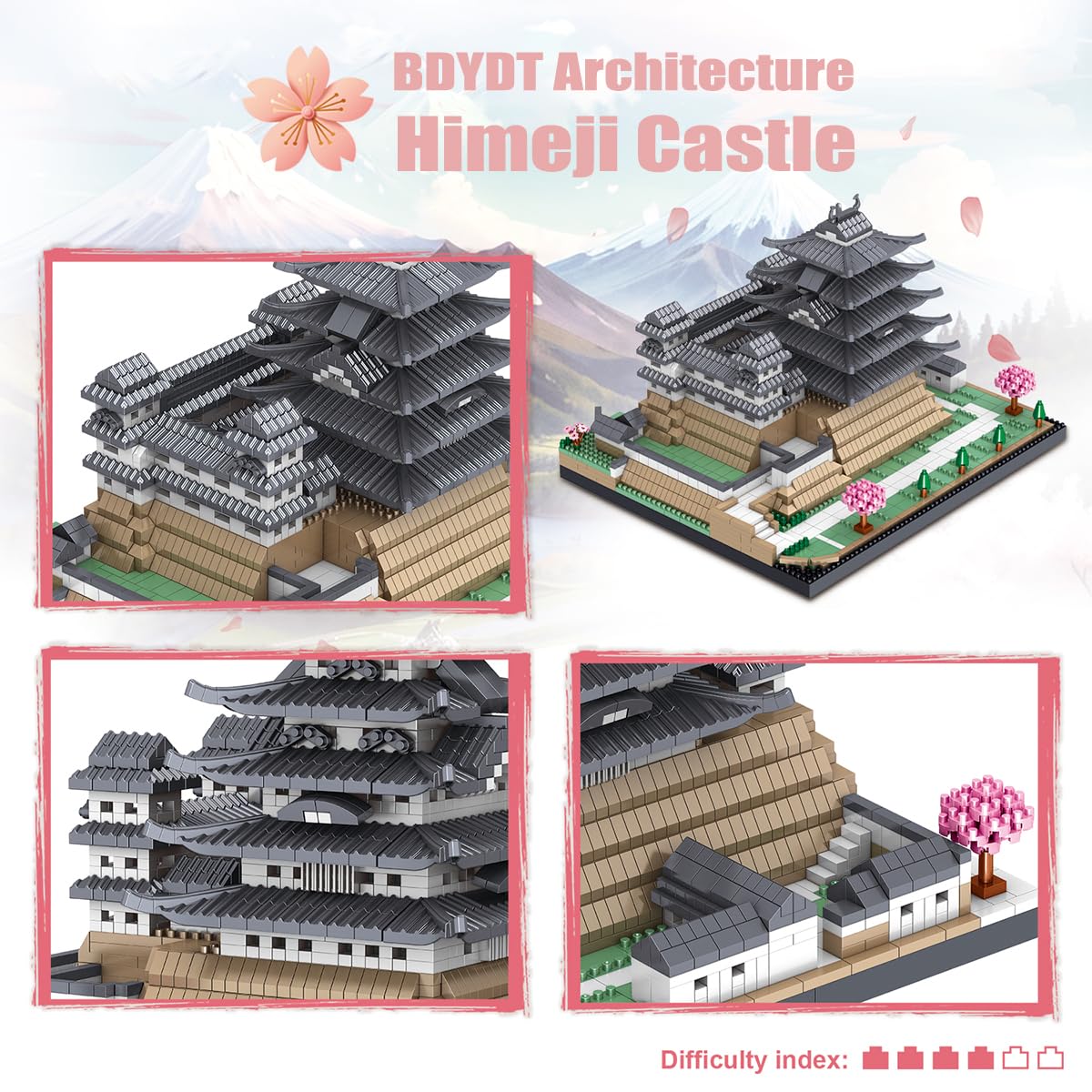 BDYDT Architecture Himeji Castle Micro Building Blocks Set (3037PCS) Build and Display This Famous Japanese Buildings Model- Fun Gift for Kid and mature-themed